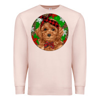 Pale Pink Christmas Toy Poodle Premium Sweatshirt - RanaPortraitStore