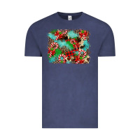 Vintage Denim Christmas Plaid Turquoise Glitter Cowhide Vintage Tee - FaDigitalArtStudio