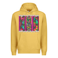 Antique Gold tie dye hearts and butterfly with flowers Premium Hoodie - Artiststas