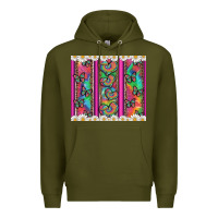Army Green tie dye hearts and butterfly with flowers Premium Hoodie - Artiststas