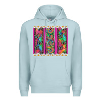 Blue Mist tie dye hearts and butterfly with flowers Premium Hoodie - Artiststas