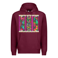 Burgundy tie dye hearts and butterfly with flowers Premium Hoodie - Artiststas