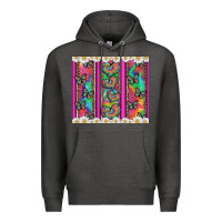 Charcoal Heather tie dye hearts and butterfly with flowers Premium Hoodie - Artiststas