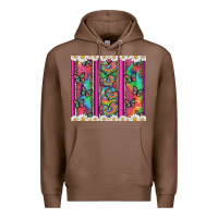 Chestnut tie dye hearts and butterfly with flowers Premium Hoodie - Artiststas