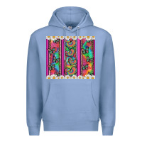 Colony Blue tie dye hearts and butterfly with flowers Premium Hoodie - Artiststas