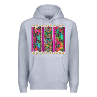 Heather Grey tie dye hearts and butterfly with flowers Premium Hoodie - Artiststas