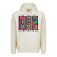 Oatmeal Heather tie dye hearts and butterfly with flowers Premium Hoodie - Artiststas