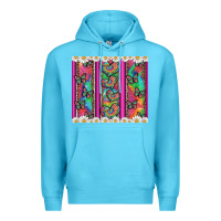 Ocean Blue tie dye hearts and butterfly with flowers Premium Hoodie - Artiststas