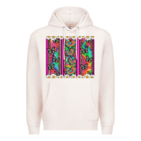 Pale Pink tie dye hearts and butterfly with flowers Premium Hoodie - Artiststas