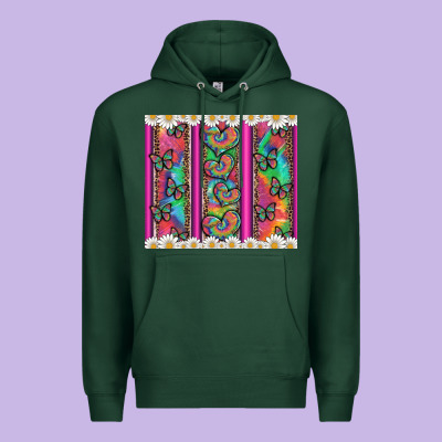 Tie Dye Hearts And Butterfly With Flowers Premium Hoodie Designed By Artiststas