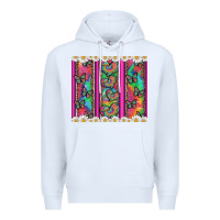 White tie dye hearts and butterfly with flowers Premium Hoodie - Artiststas