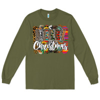Army Green Western Merry Christmas Long Sleeve Tee - CowhideDigitalArt
