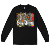 Black Western Merry Christmas Long Sleeve Tee - CowhideDigitalArt