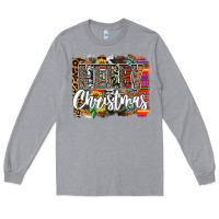 Heather Grey Western Merry Christmas Long Sleeve Tee - CowhideDigitalArt