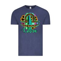 Vintage Denim Libra Zodiac Sign Sunflower Leopard Serape Vintage Tee - RanaPortraitStore