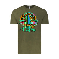 Vintage Olive Libra Zodiac Sign Sunflower Leopard Serape Vintage Tee - RanaPortraitStore