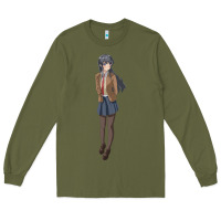 Army Green mai sakurajima Long Sleeve Tee - DesigneFamous