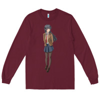 Burgundy mai sakurajima Long Sleeve Tee - DesigneFamous
