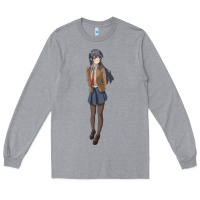 Heather Grey mai sakurajima Long Sleeve Tee - DesigneFamous