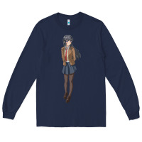 Navy mai sakurajima Long Sleeve Tee - DesigneFamous