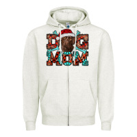Oatmeal Heather dog mom christmas with labrador Zipper Hoodie - RanaPortraitStore