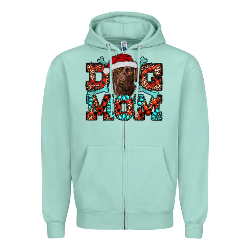 Dog Mom Christmas With Labrador Zipper Hoodie by RanaPortraitStore | Teevron