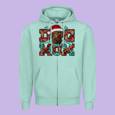 Dog Mom Christmas With Labrador Zipper Hoodie Designed By Ranaportraitstore