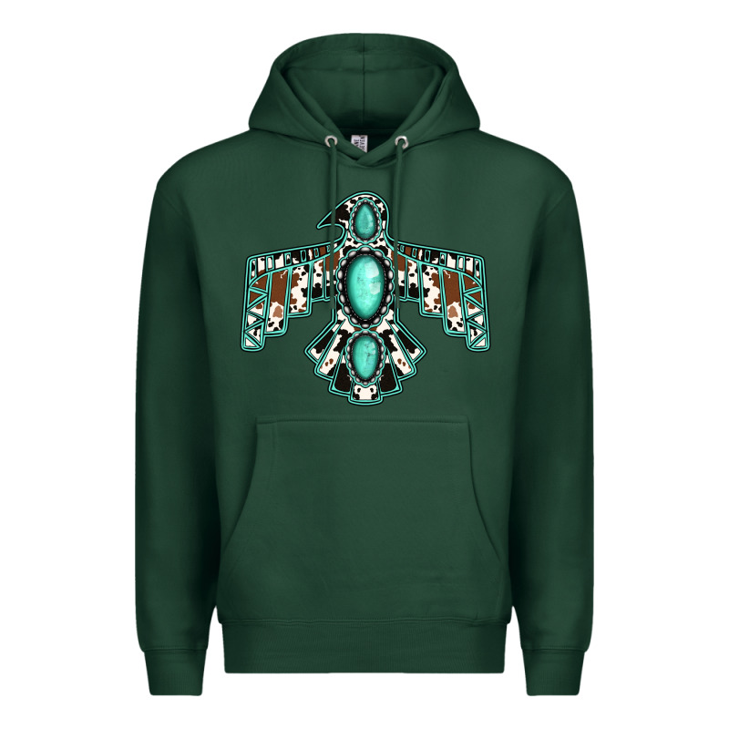 Cowhide Turquoise Thunderbird Premium Hoodie by Jasminsmagicworld | Teevron