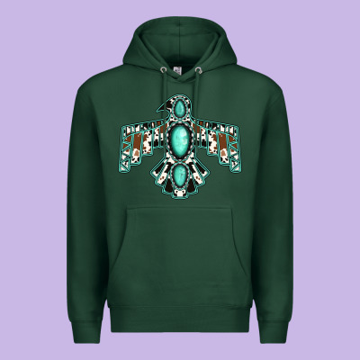 Cowhide Turquoise Thunderbird Premium Hoodie Designed By Jasminsmagicworld