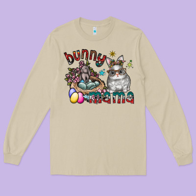 Bunny Mama Long Sleeve Tee Designed By Cowhidedigitalart