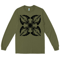 Army Green trippy psychedelic rave sacred geometry Long Sleeve Tee - DesigneFamous