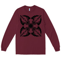 Burgundy trippy psychedelic rave sacred geometry Long Sleeve Tee - DesigneFamous