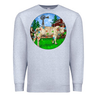 Heather Grey Christmas Charolais Bull And Barnyard Premium Sweatshirt - RanaPortraitStore