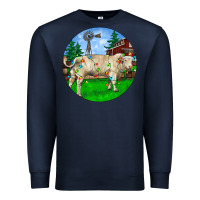 Navy Christmas Charolais Bull And Barnyard Premium Sweatshirt - RanaPortraitStore
