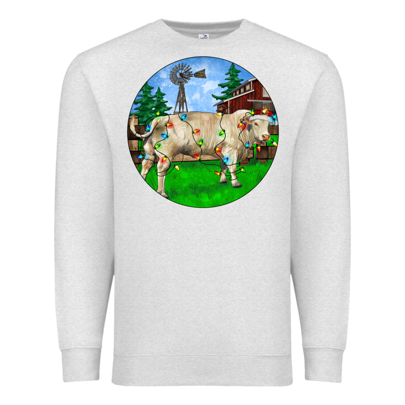 Christmas Charolais Bull And Barnyard Premium Sweatshirt by RanaPortraitStore | Teevron