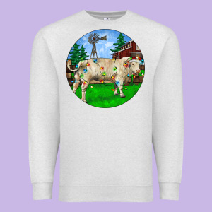 Christmas Charolais Bull And Barnyard Premium Sweatshirt Designed By Ranaportraitstore
