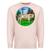 Pale Pink Christmas Charolais Bull And Barnyard Premium Sweatshirt - RanaPortraitStore