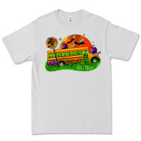 Dove Grey Halloween School Bus Premium Tee - FaDigitalArtStudio