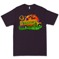 Plum Halloween School Bus Premium Tee - FaDigitalArtStudio