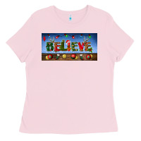 Bubblegum Pink christmas believe license plate Ladies Tee - BundleAndBundleShop