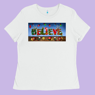 Christmas Believe License Plate Ladies Tee Designed By Bundleandbundleshop