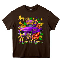 Chocolate Brown happy mardi gras truck olivia Heavy Core Tee - OliviaCreatesArt