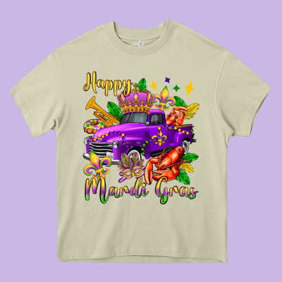 Happy Mardi Gras Truck Olivia Heavy Core Tee Designed By Oliviacreatesart