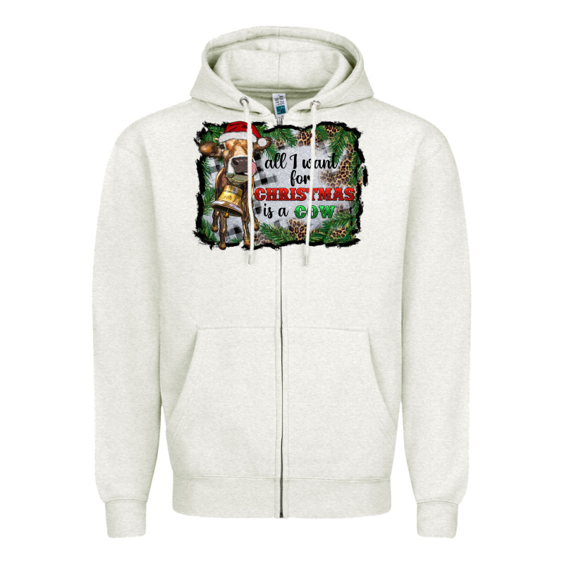 All I Want For Christmas Is A Cow Zipper Hoodie by RanaPortraitStore | Teevron