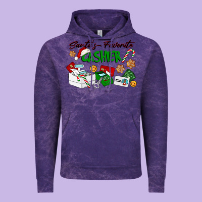 Santa's Favorite Cashier Vintage Hoodie Designed By Lillyallendesigns
