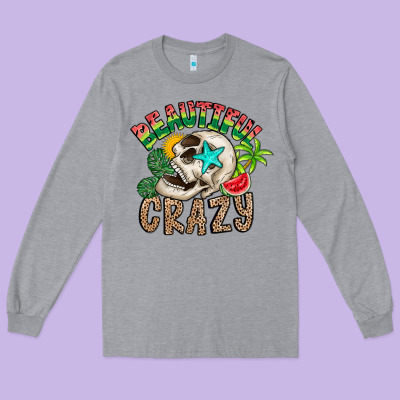 Beautiful Crazy Summer Long Sleeve Tee Designed By Cowhidedigitalart