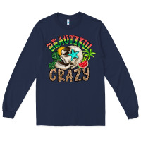 Navy Beautiful Crazy Summer Long Sleeve Tee - CowhideDigitalArt