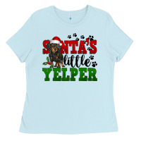 Baby Blue Santa's Little Yelper Ladies Tee - FaDigitalArtStudio