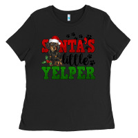 Black Santa's Little Yelper Ladies Tee - FaDigitalArtStudio