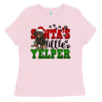 Bubblegum Pink Santa's Little Yelper Ladies Tee - FaDigitalArtStudio